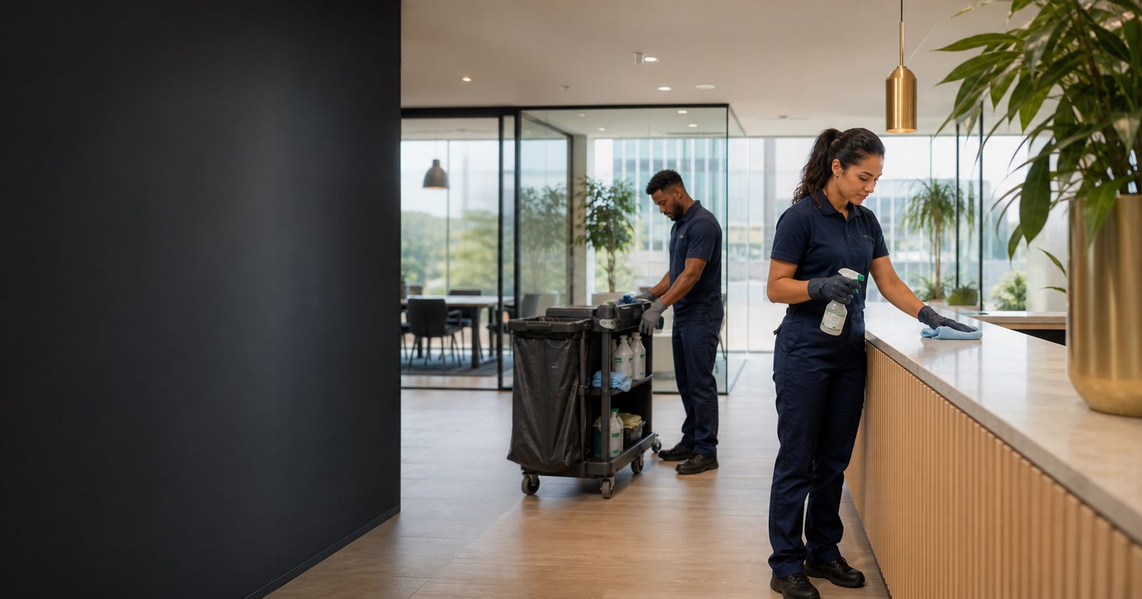 Facilitaire medewerkers verzorgen een moderne kantooromgeving